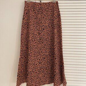 Pink Leopard Print Midi Skirt